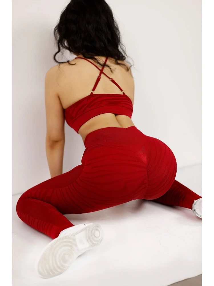 Striped Spaghetti Straps Slim Yoga Sets - Image 3