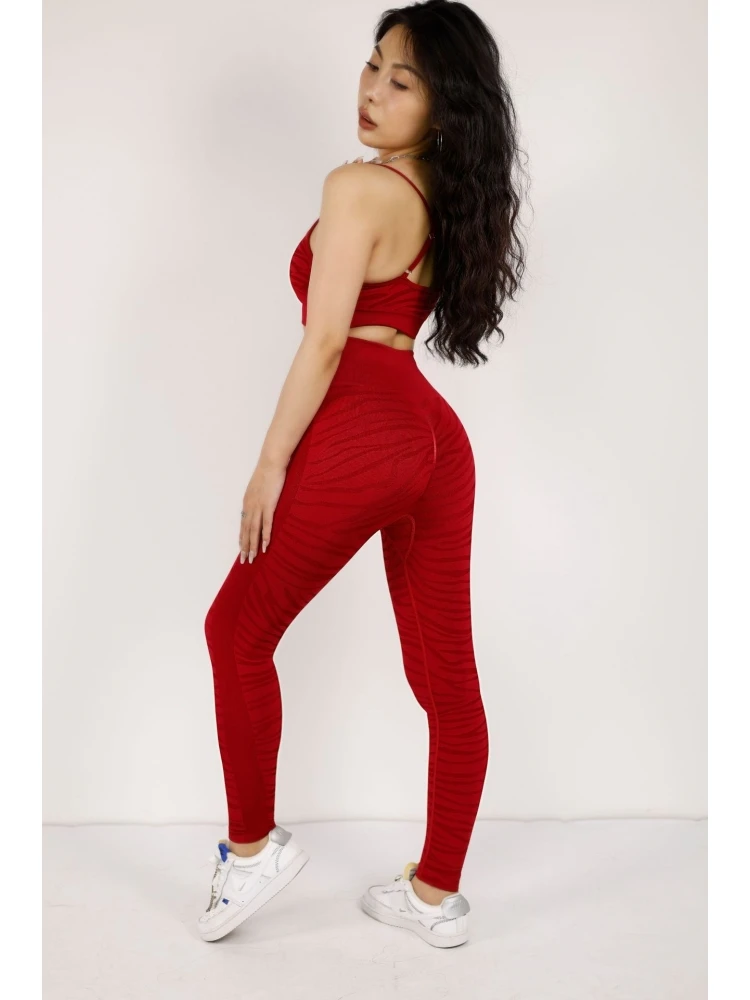 Striped Spaghetti Straps Slim Yoga Sets - Image 2