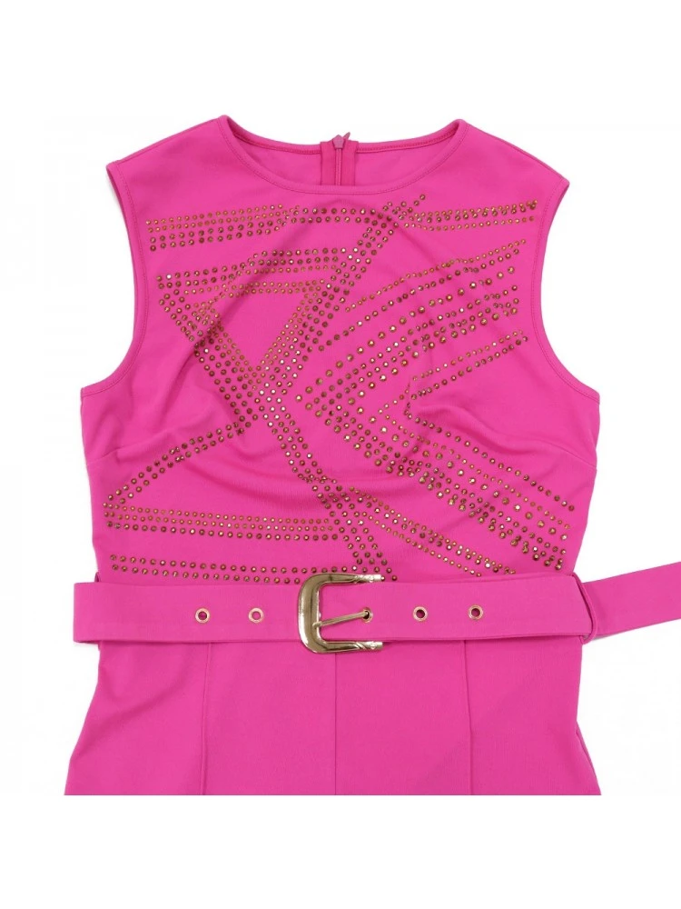 Hotfix Rhinestones Wide Leg With Belt Sleeveless Jumpsuit - Image 8