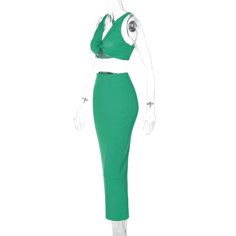 Patchwork High Rise Skinny Skirt Sets - Image 6