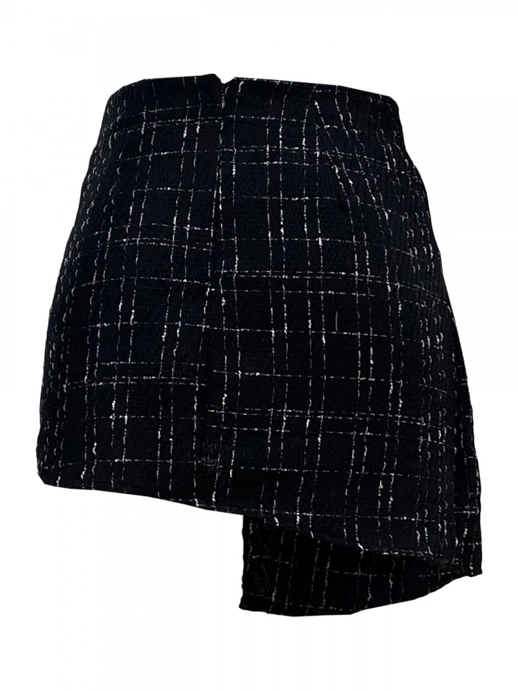 Plaid Buckle Irregular High Rise Skirts - Image 8