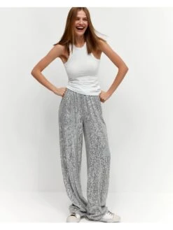 Patchwork Mid-rise Loose Pants