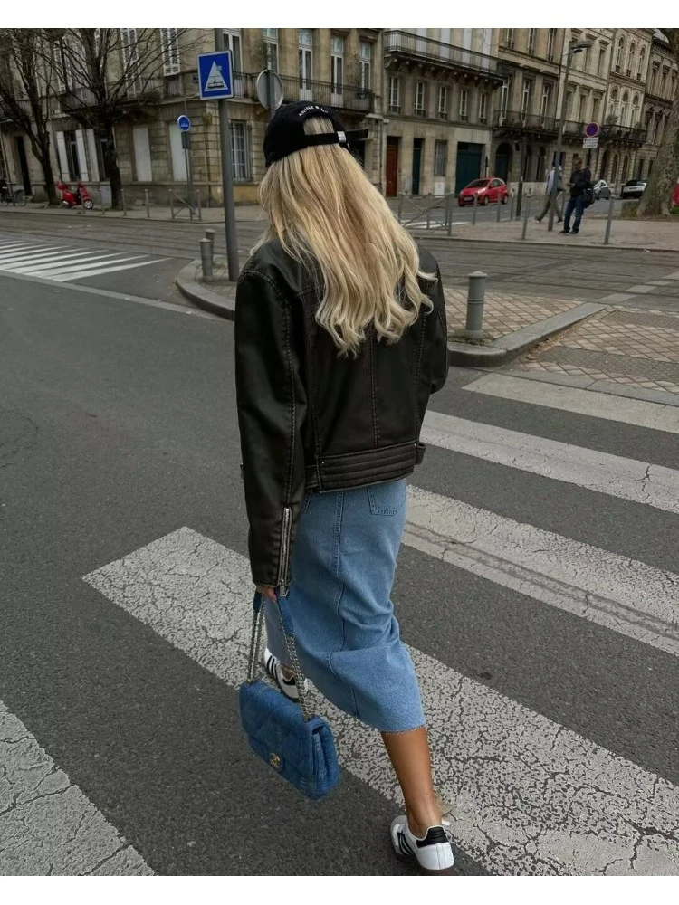 Patchwork Denim High Rise Skirts - Image 4