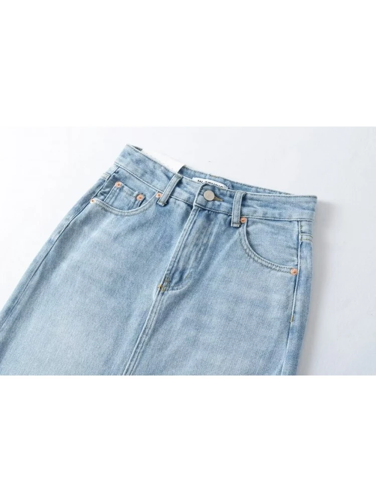 Patchwork Denim High Rise Skirts - Image 7