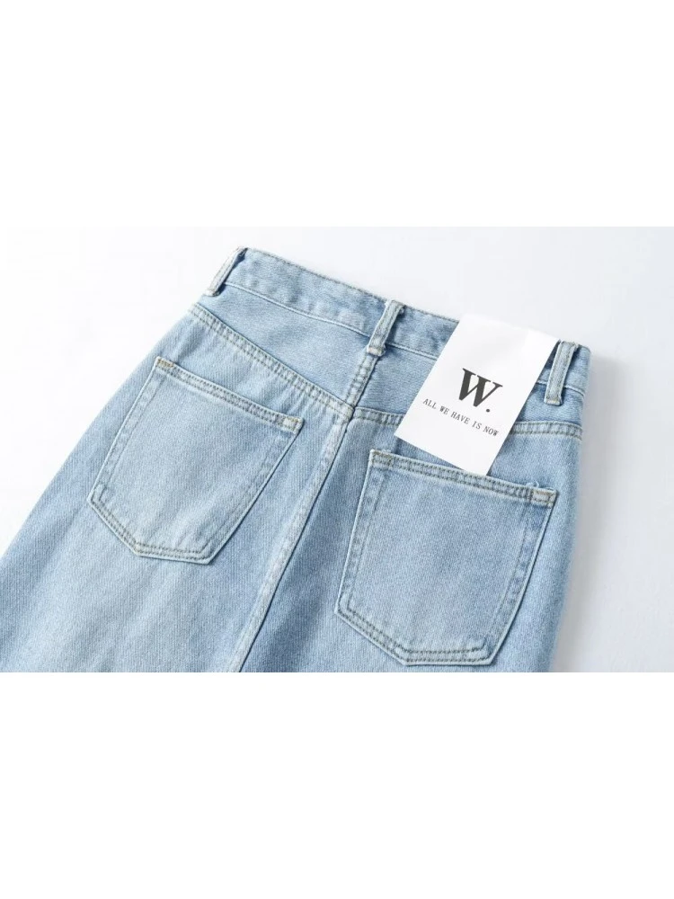 Patchwork Denim High Rise Skirts - Image 8