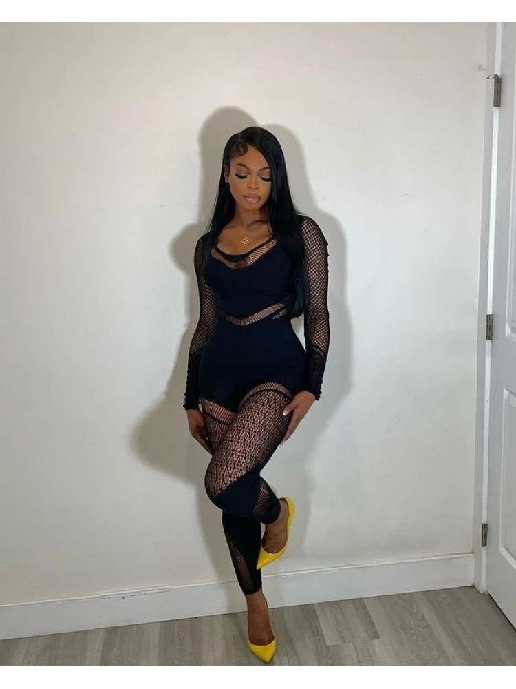 See Through Hollow Out Bodycon Jumpsuits - Image 4