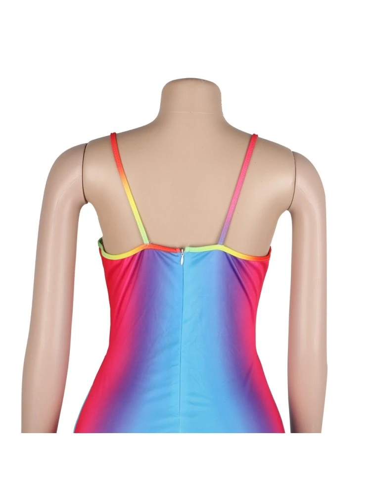 Rainbow Cutout Backless Flare Leg Jumpsuits - Image 6