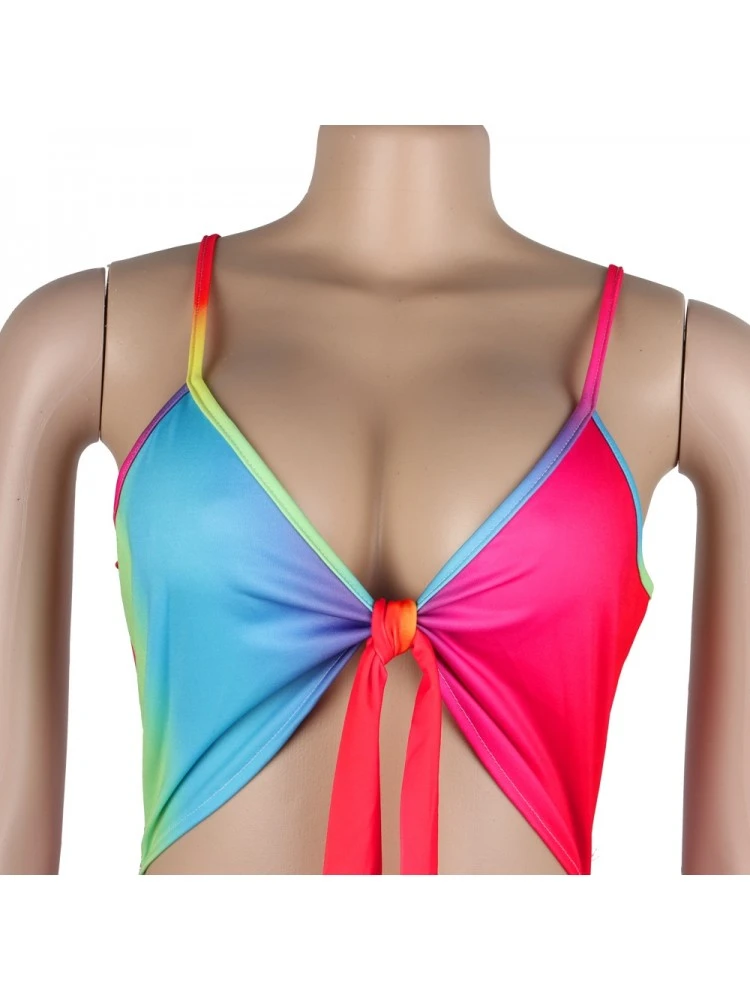 Rainbow Cutout Backless Flare Leg Jumpsuits - Image 7