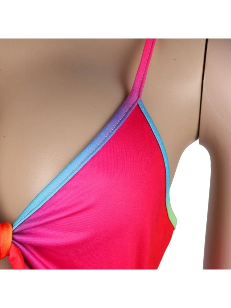 Rainbow Cutout Backless Flare Leg Jumpsuits - Image 8