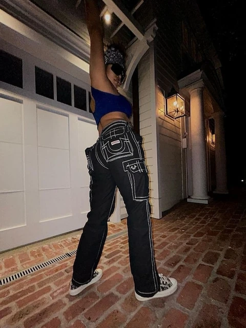 Patchwork Seam Line Pocket Cargo Pants - Image 6