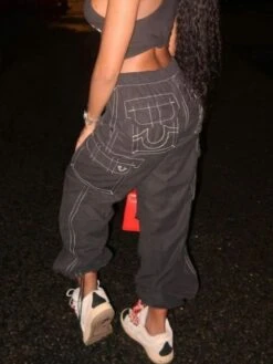 Patchwork Seam Line Pocket Cargo Pants