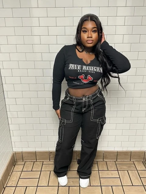 Patchwork Seam Line Pocket Cargo Pants - Image 8