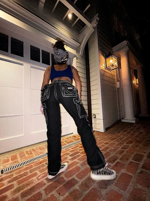 Patchwork Seam Line Pocket Cargo Pants - Image 7