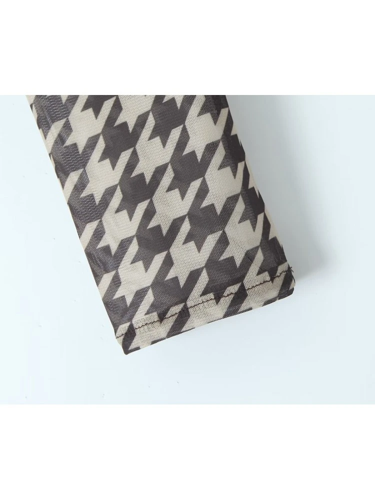 Houndstooth Low Rise Fitted Skirt Sets - Image 5