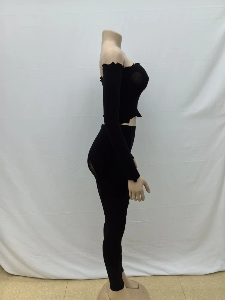 See Through Off Shoulder Cropped Pants Sets - Image 7