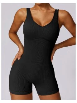 Sleeveless U Neck Bodycon Yoga Sporty Rompers