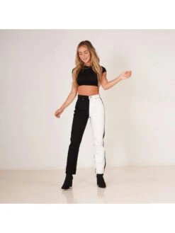 Colorblock High Rise Bodycon Jeans