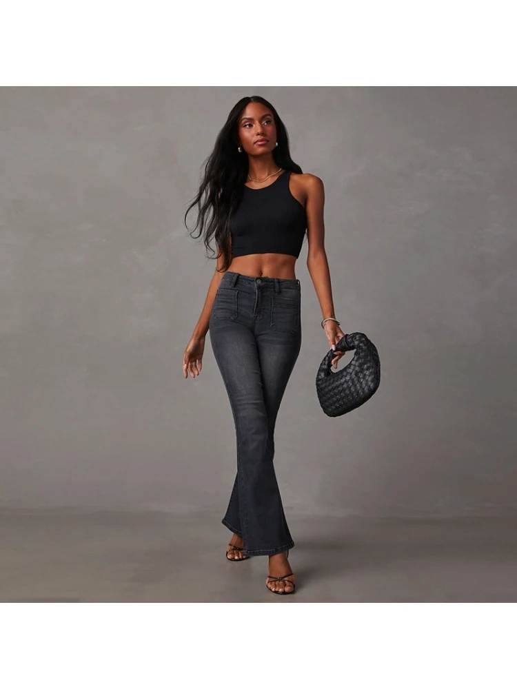 Patchwork Denim Fitted Jeans - Image 2