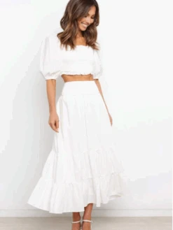 Patchwork Ruched A-line Skirts