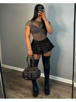 Tie Dye PU Mid-rise Skirts