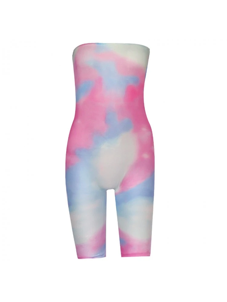 Tie Dye Strapless Bodycon Rompers - Image 5