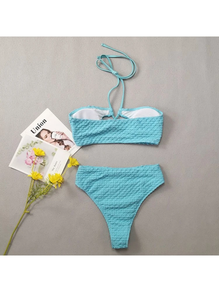 Hollow Out Spaghetti Straps Backless Bikinis Sets - Image 3