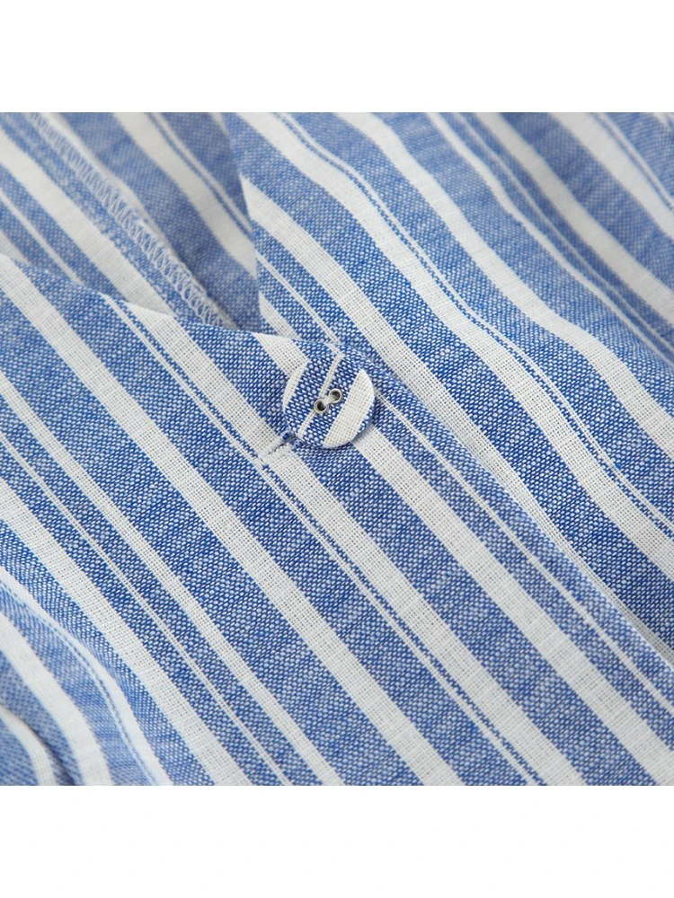 Colorblock Striped V Neck Single Breasted Skirt Sets - Image 15