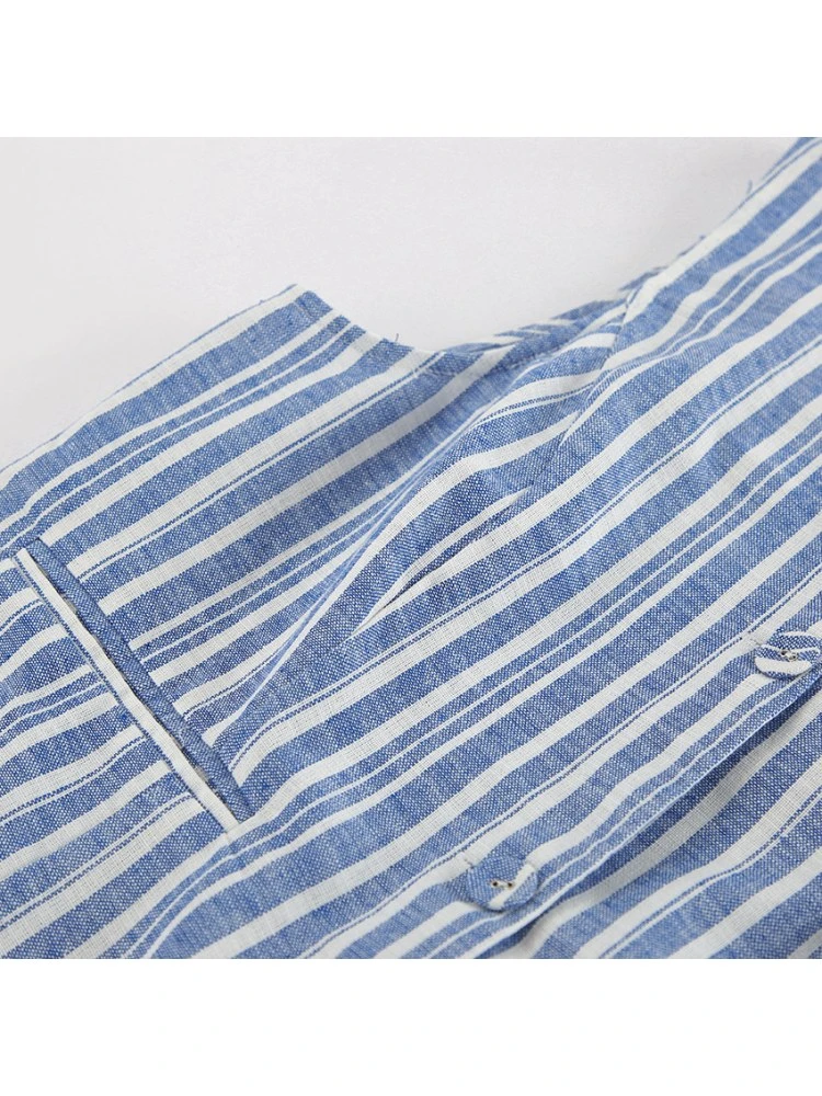 Colorblock Striped V Neck Single Breasted Skirt Sets - Image 16