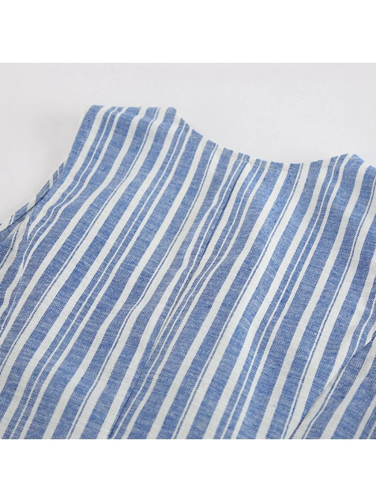 Colorblock Striped V Neck Single Breasted Skirt Sets - Image 17