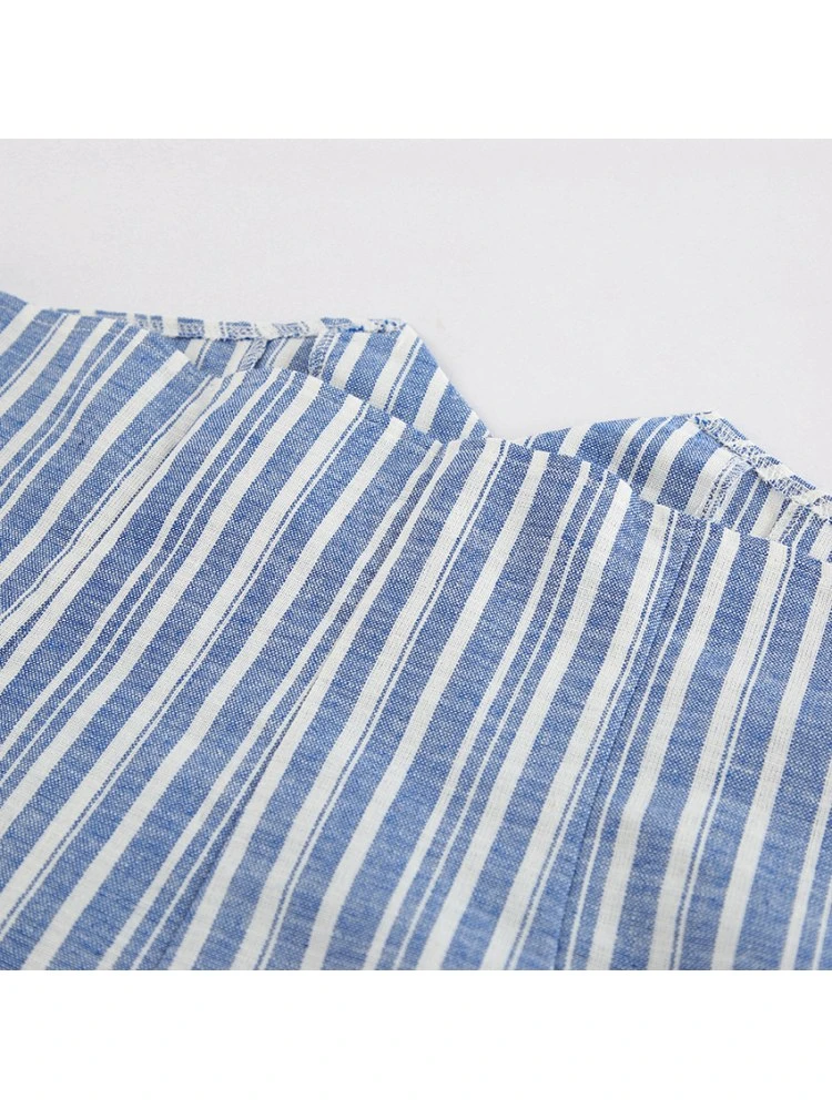 Colorblock Striped V Neck Single Breasted Skirt Sets - Image 18