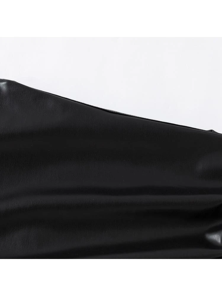 Patchwork Ruched PU Skirts - Image 19