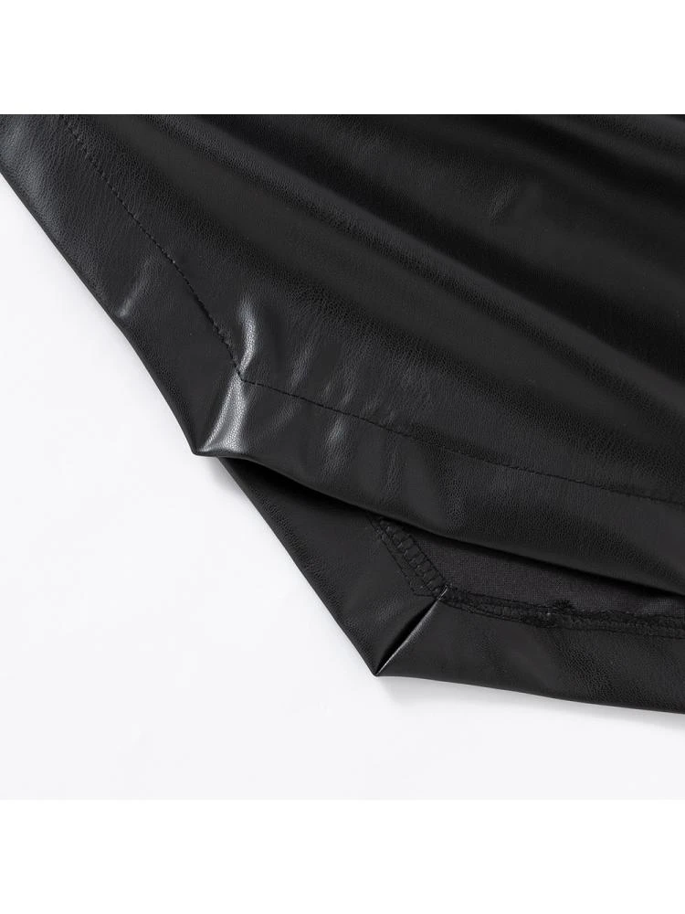 Patchwork Ruched PU Skirts - Image 20
