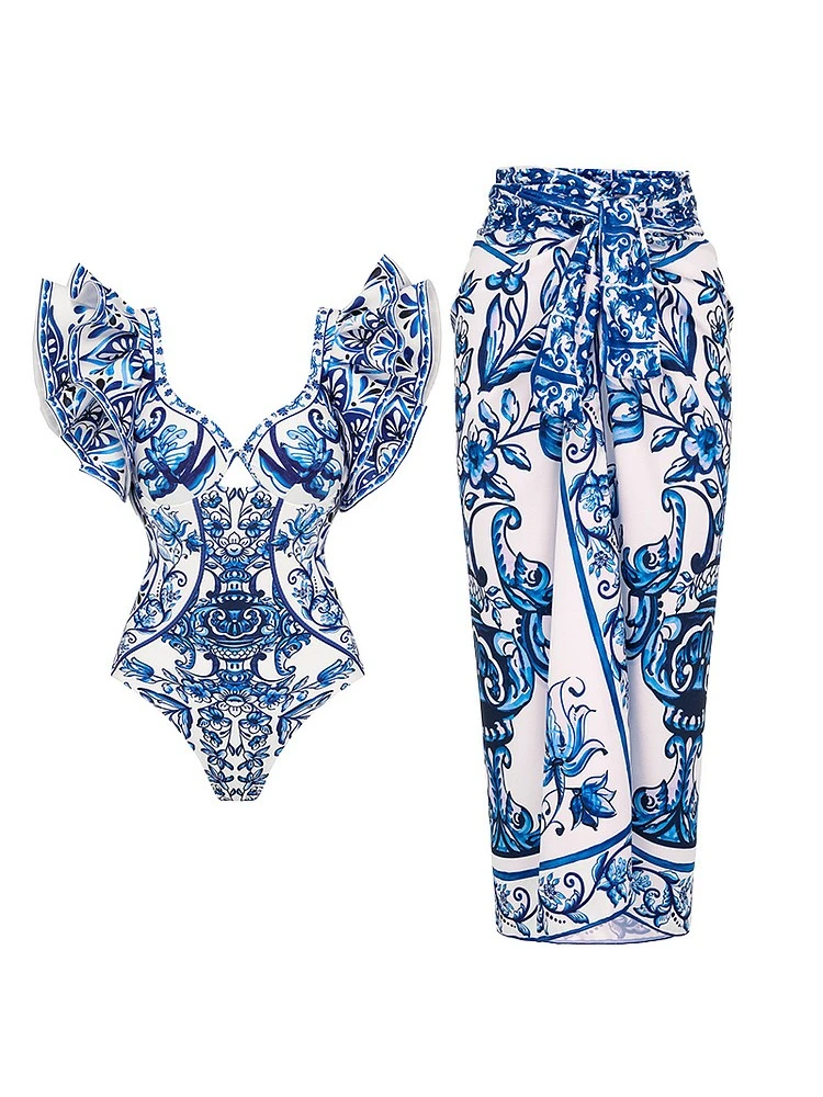 Ruffle High Rise Bodycon Bikinis Sets - Image 8