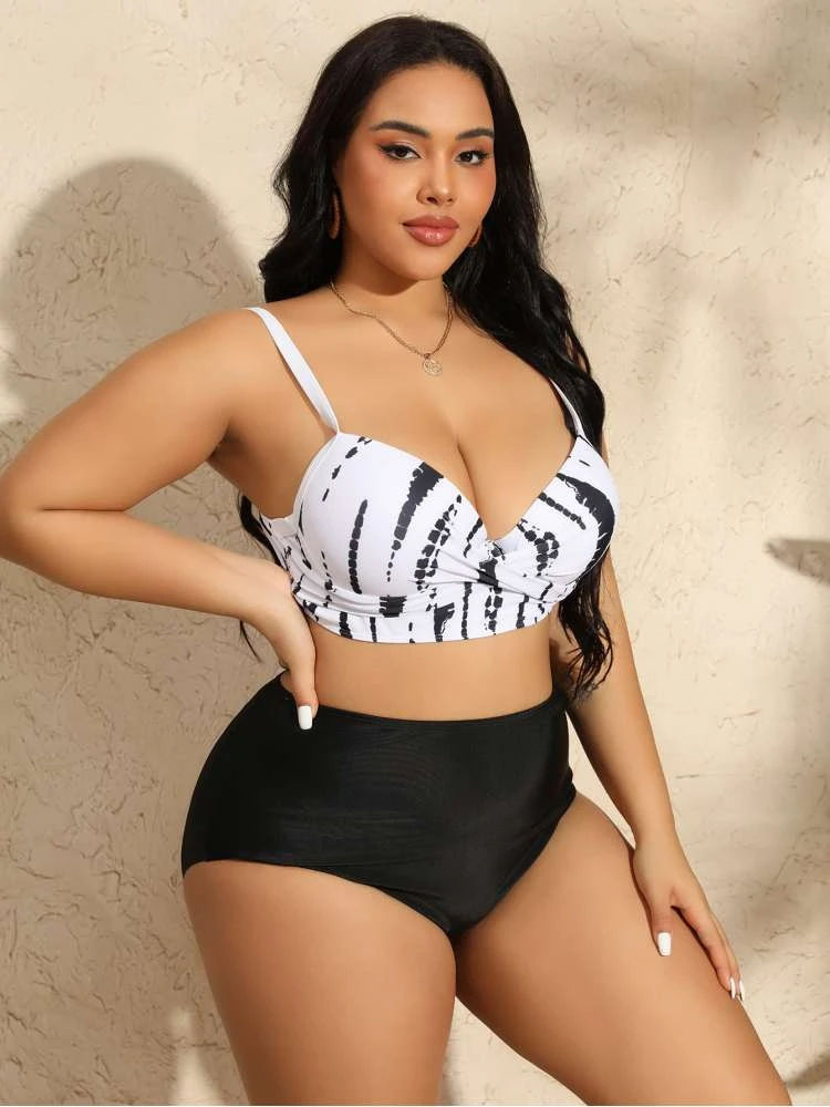 Plus Size Sleeveless Cropped Bikinis Sets