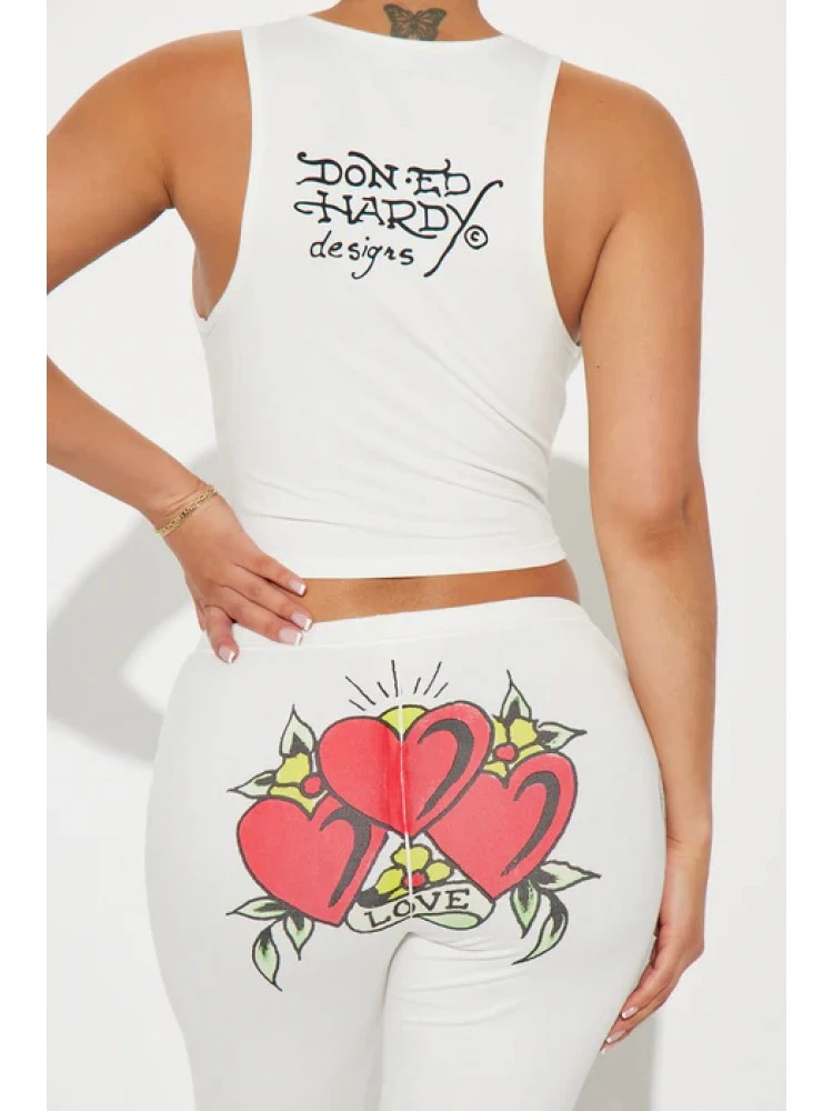 Heart Printed Cropped Tanks Pants Sets - Image 5