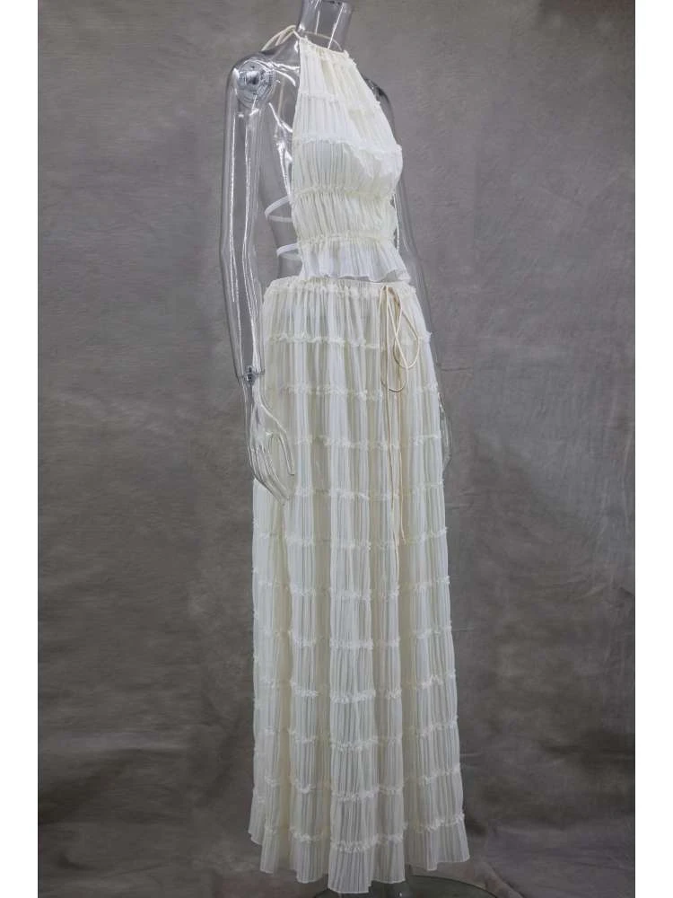 Ruched Tie-wrap Chiffon Backless Skirt Sets - Image 6