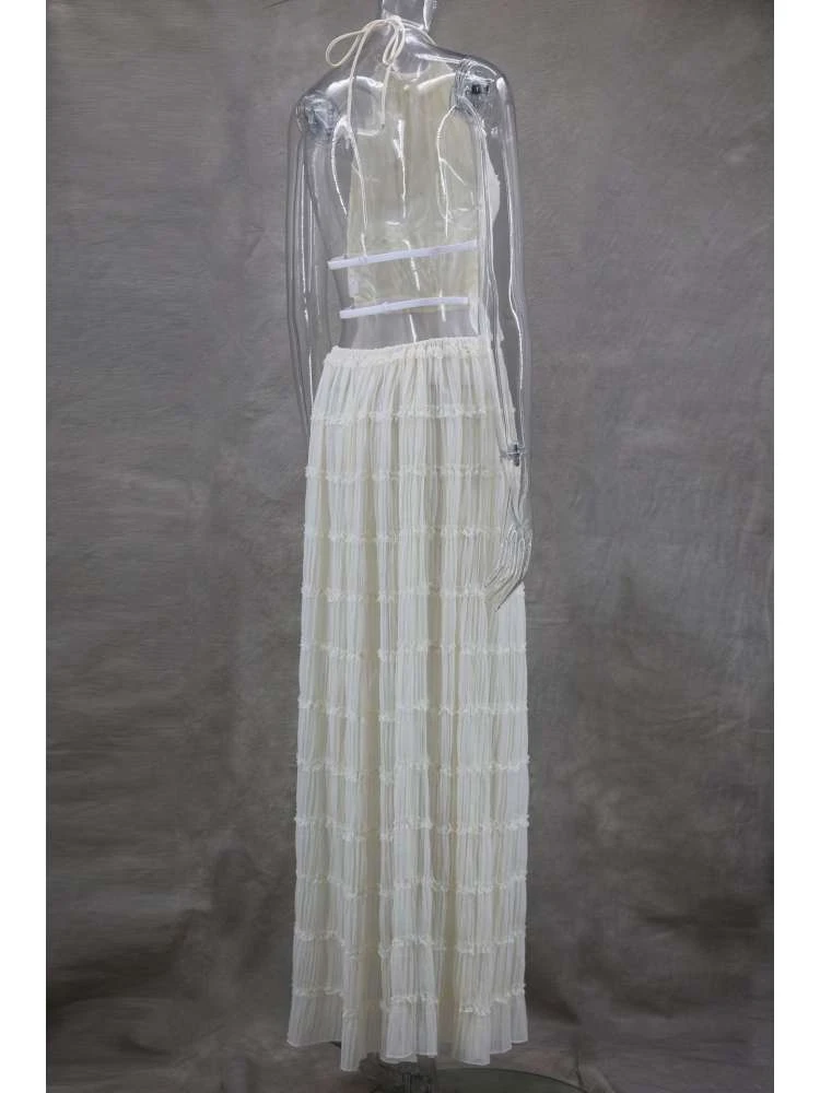 Ruched Tie-wrap Chiffon Backless Skirt Sets - Image 8