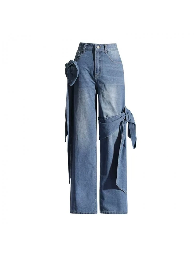 Bow Patchwork Leisure Jeans - Image 3