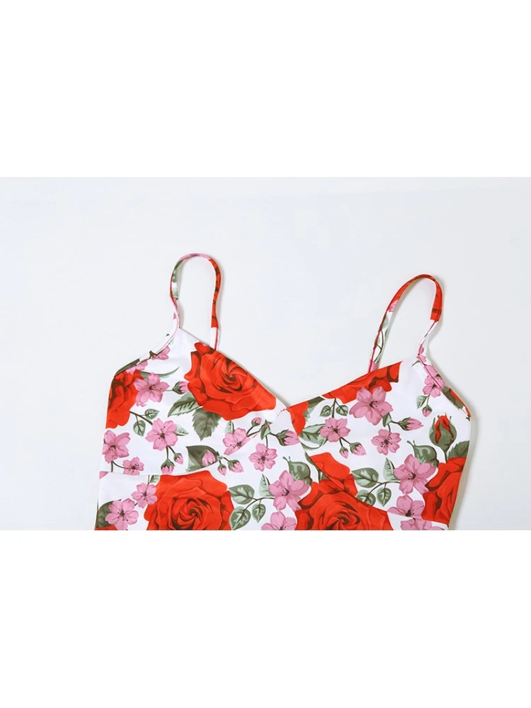 Flower High Rise Backless Tank Top Skirts Sets - Image 11