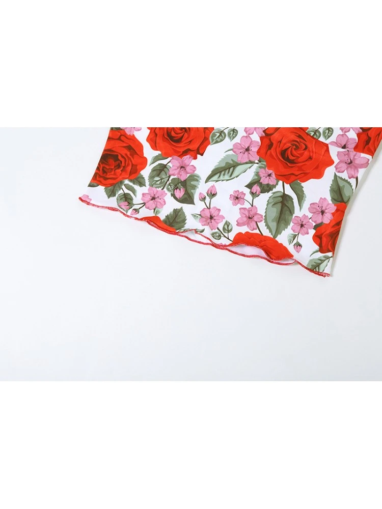 Flower High Rise Backless Tank Top Skirts Sets - Image 13