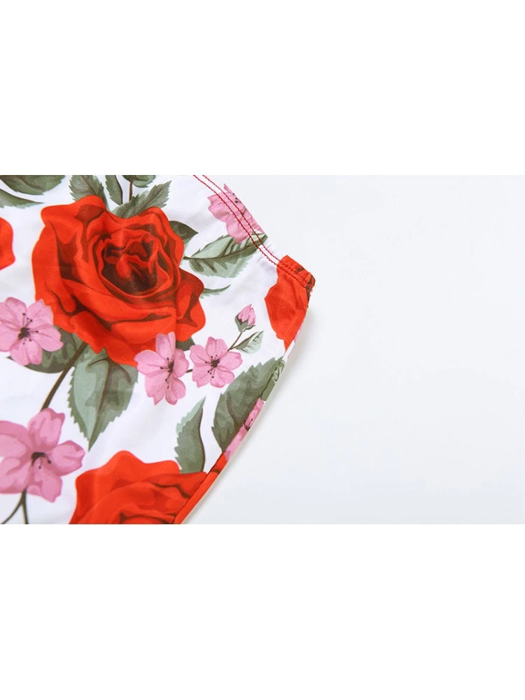 Flower High Rise Backless Tank Top Skirts Sets - Image 15