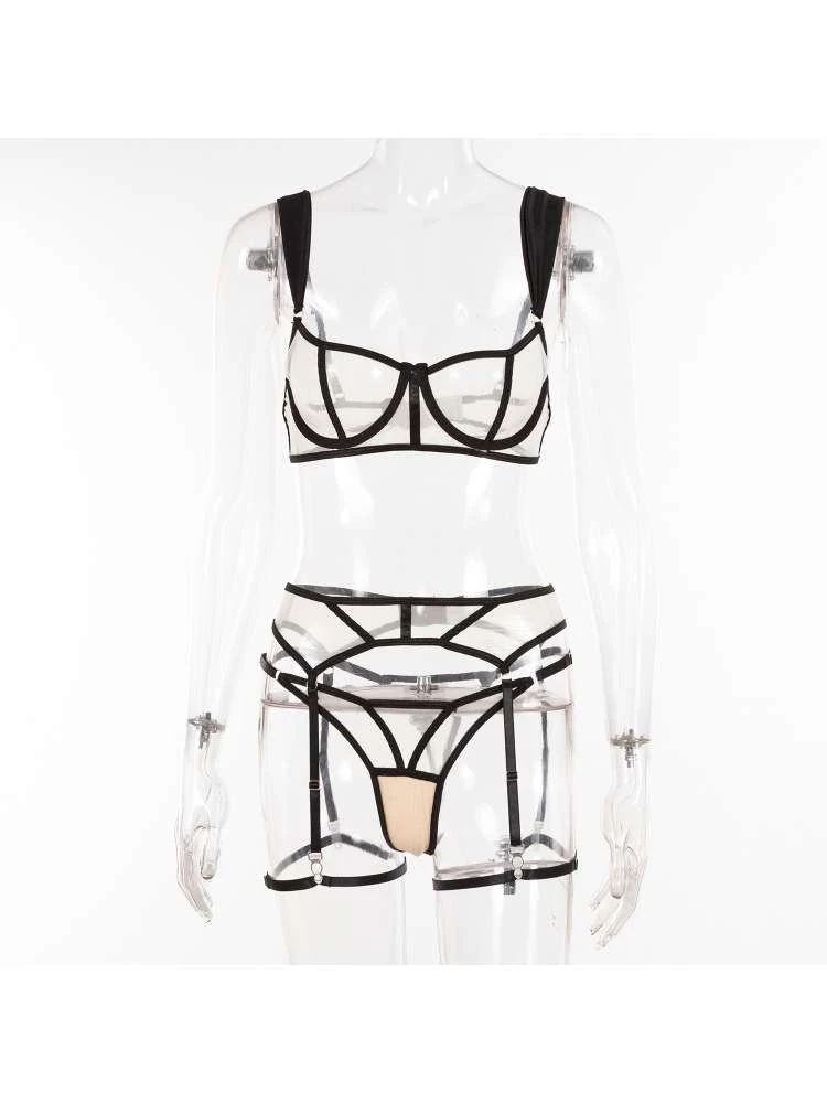 Patchwork High Rise Backless Sexual Sets - Image 6