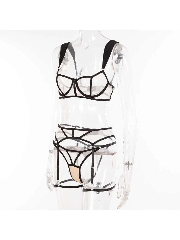 Patchwork High Rise Backless Sexual Sets - Image 7