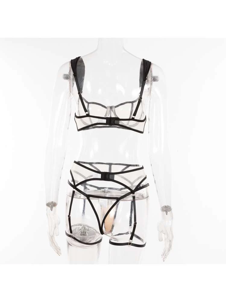 Patchwork High Rise Backless Sexual Sets - Image 8