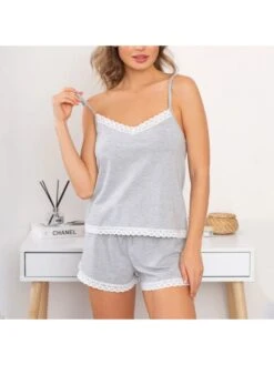 Lacework Tank Pajamas Short Sets