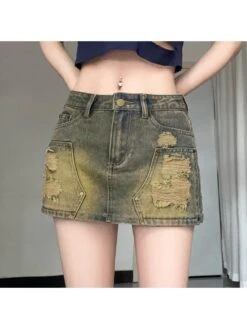 Distressed Ripped Denim Skirts