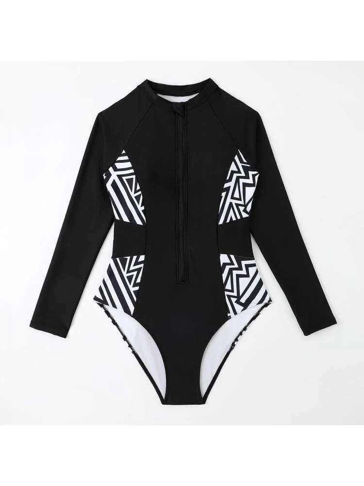 Crewneck Long Sleeve High Rise One-Pieces Swimwear - Image 8