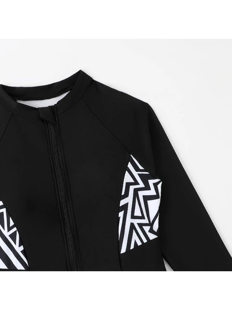 Crewneck Long Sleeve High Rise One-Pieces Swimwear - Image 9