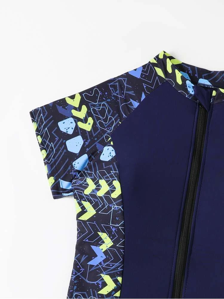 Crewneck Short Sleeve High Rise One-Pieces Swimwear - Image 6