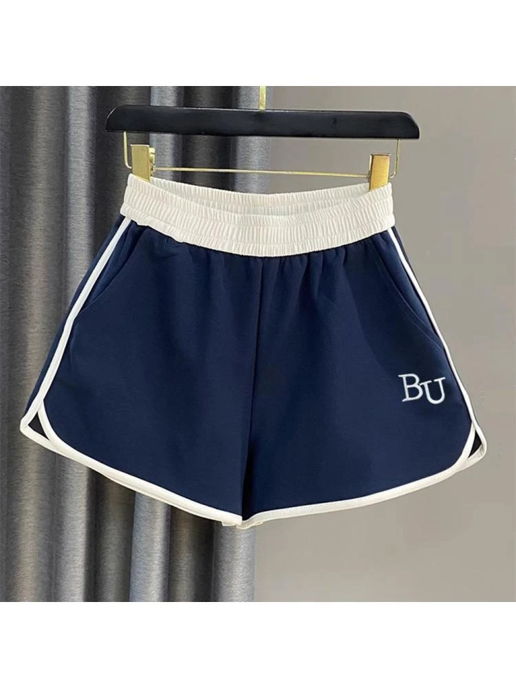 Colorblock Patchwork Slit Pocket Short Pants